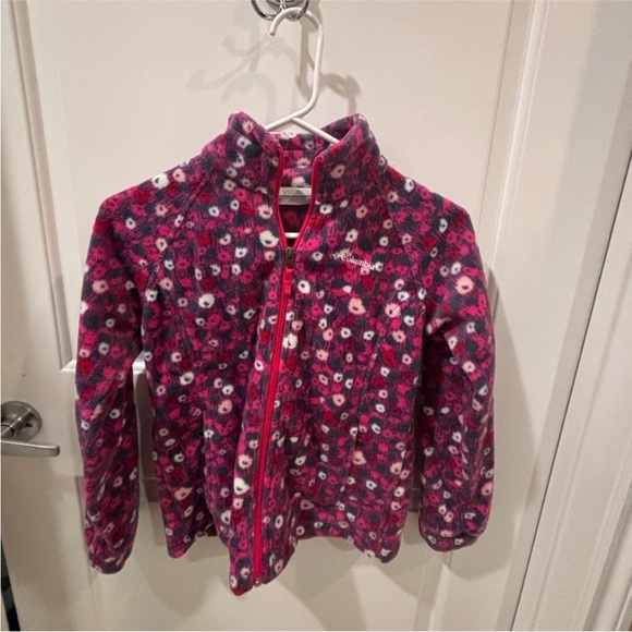 Columbia Kids' Pink and White Floral Fleece Jacket - Picture 1 of 3